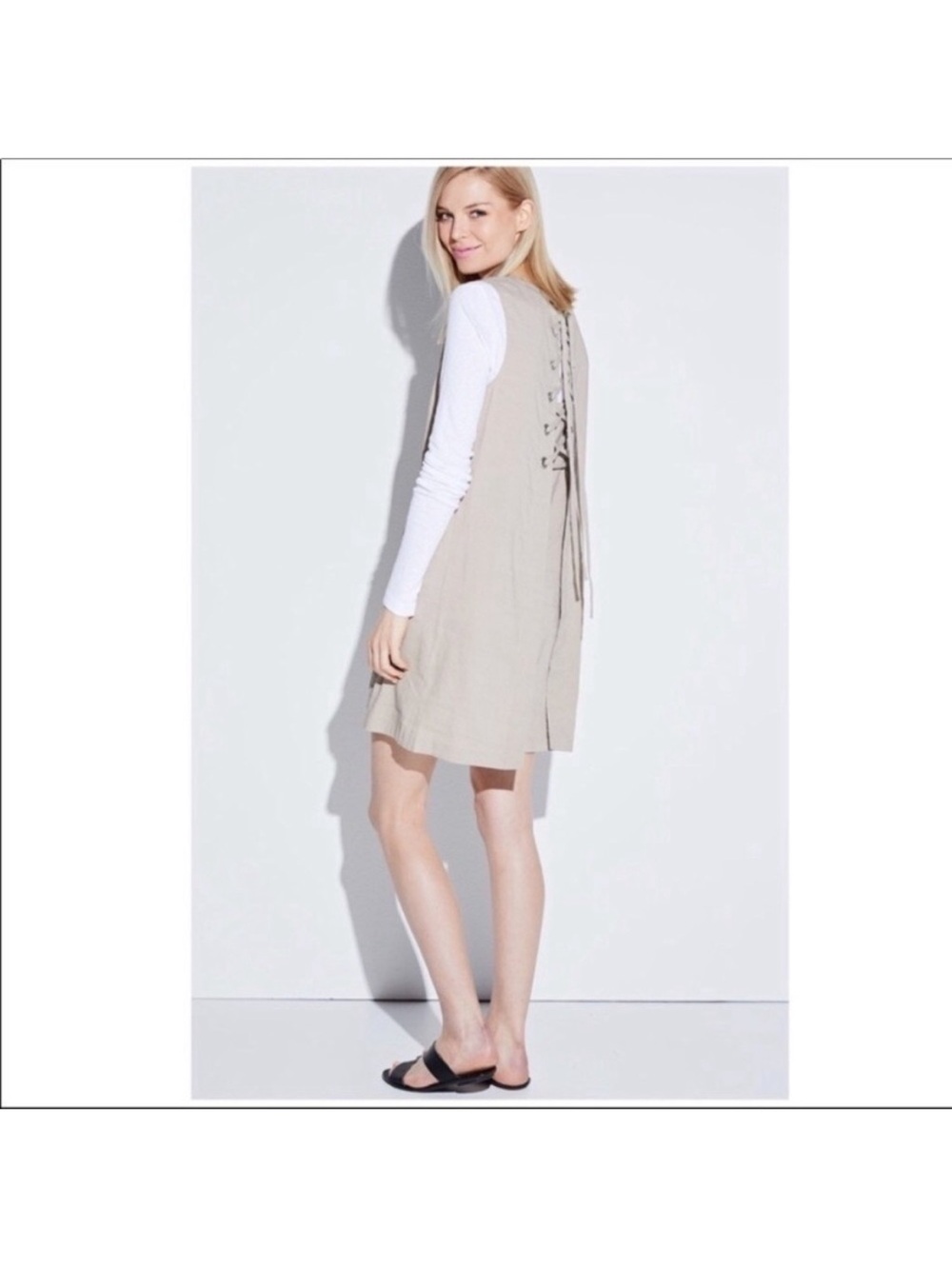 Theory keshelle Shift Dress linen blend with Lace-Up Back - Picture 3 of 7